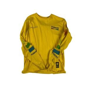 Polaroid Men’s Medium Yellow Long Sleeve Graphic Shirt Retro Camera